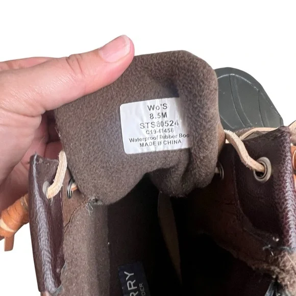 Sperry Womens Syren Gulf Duck Boot Brown Waterproof Rubber SZ 8.5 - Picture 3 of 6